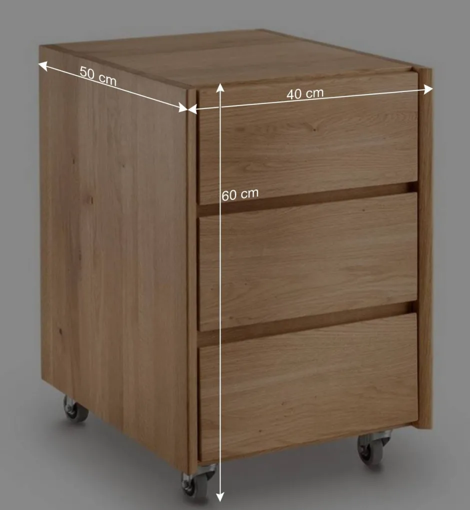 Wohnen Wildeiche Rollcontainer aus Massivholz - Melanie