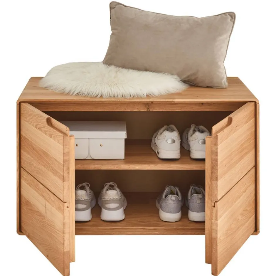 Wildeiche Schuhbank mit Doppeltür - Darcona^Wohnen Online