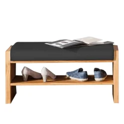 Wildeiche Schuhbank mit Leder Polsterung - Mandrey^Wohnen Best