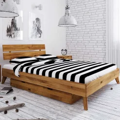 Wohnen Wildeiche Singlebett in Unterlänge 190 cm - Eavy