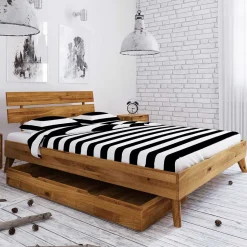 Wohnen Wildeiche Singlebett in Unterlänge 190 cm - Eavy