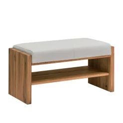 Wohnen Wildeiche Sitzbank mit weißem Echtleder - Mandrey