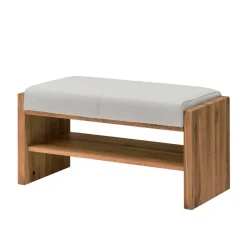 Wohnen Wildeiche Sitzbank mit weißem Echtleder - Mandrey