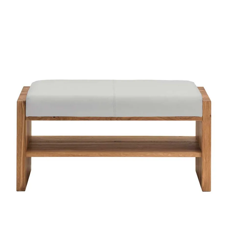 Wohnen Wildeiche Sitzbank mit weißem Echtleder - Mandrey
