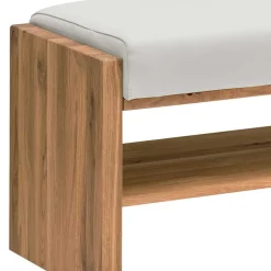 Wohnen Wildeiche Sitzbank mit weißem Echtleder - Mandrey