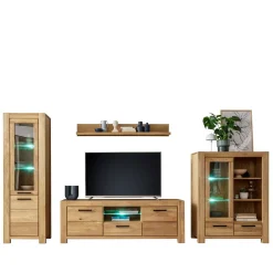 Wildeiche TV Anbauwand teilmassiv - Sophia (vierteilig)^Wohnen Discount