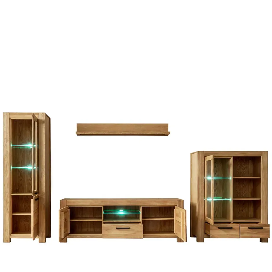 Wildeiche TV Anbauwand teilmassiv - Sophia (vierteilig)^Wohnen Discount