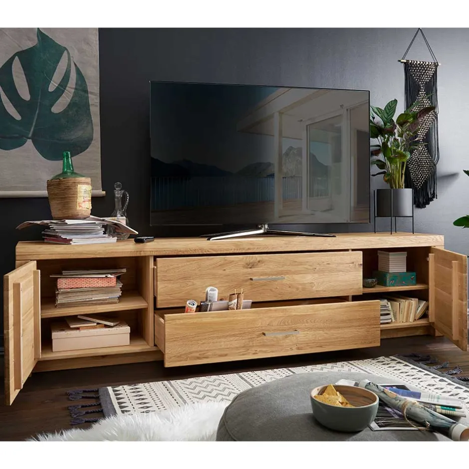 Wohnen Wildeiche TV Lowboard aus geöltem Massivholz - Loitons