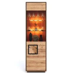 Wildeiche Vitrine in Natur mit Schwarz - Shipper^Wohnen