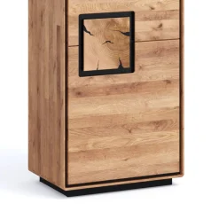 Wildeiche Vitrine in Natur mit Schwarz - Shipper^Wohnen