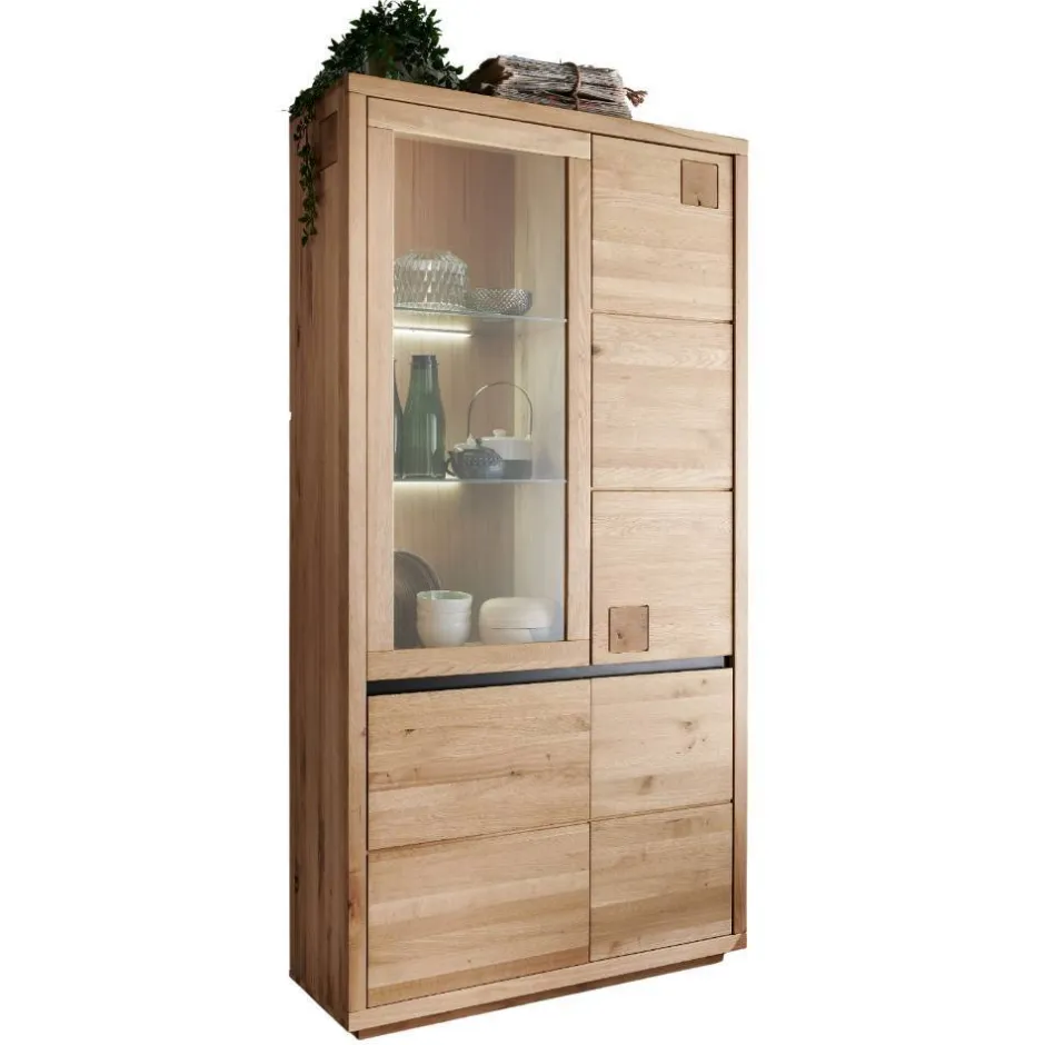 Wohnen Wildeiche Vitrinenschrank 103 cm breit - Embleys