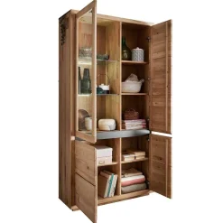 Wohnen Wildeiche Vitrinenschrank 103 cm breit - Embleys