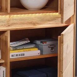 Wohnen Wildeiche Wohnzimmerschrank mit Glas Einsatz - Acmida