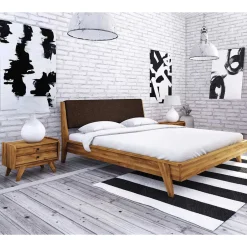 Wildeichebett 210cm lang & Nachtkommoden - Hardus (dreiteilig)^Wohnen Discount