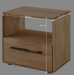 Wildeiche-Nachtkommode mit Fach - Kassanda^Wohnen Clearance