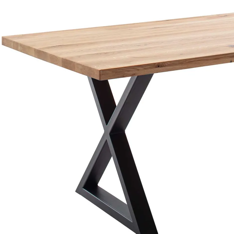 Wildeichetisch mit zwei X-Beinen - Soreca^Wohnen Sale