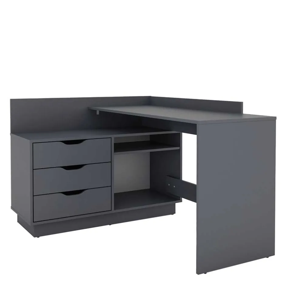 Kinder Wohnen Winkelschreibtisch in Anthrazit - Korfu