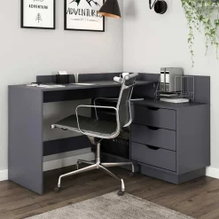 Kinder Wohnen Winkelschreibtisch in Anthrazit - Korfu