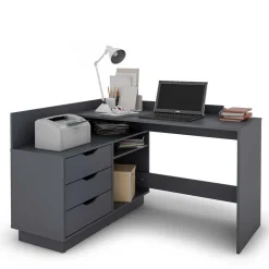 Kinder Wohnen Winkelschreibtisch in Anthrazit - Korfu