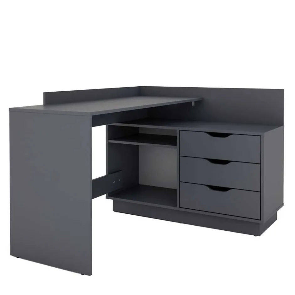 Kinder Wohnen Winkelschreibtisch in Anthrazit - Korfu