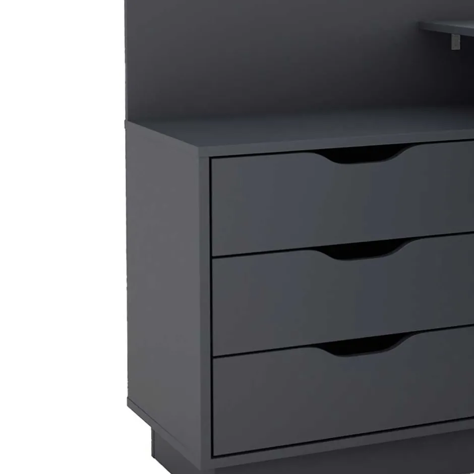 Kinder Wohnen Winkelschreibtisch in Anthrazit - Korfu