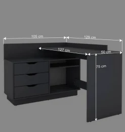 Kinder Wohnen Winkelschreibtisch in Anthrazit - Korfu