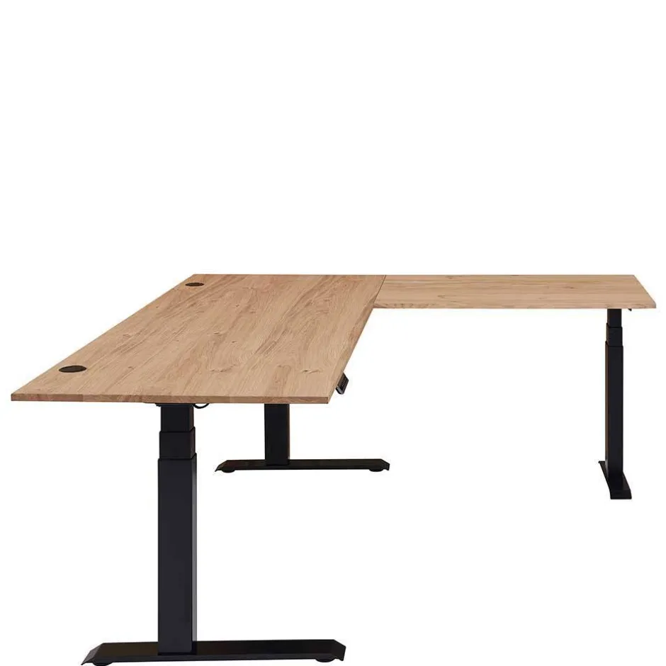 Wohnen Winkel-Schreibtisch in Esche und Schwarz - Emly