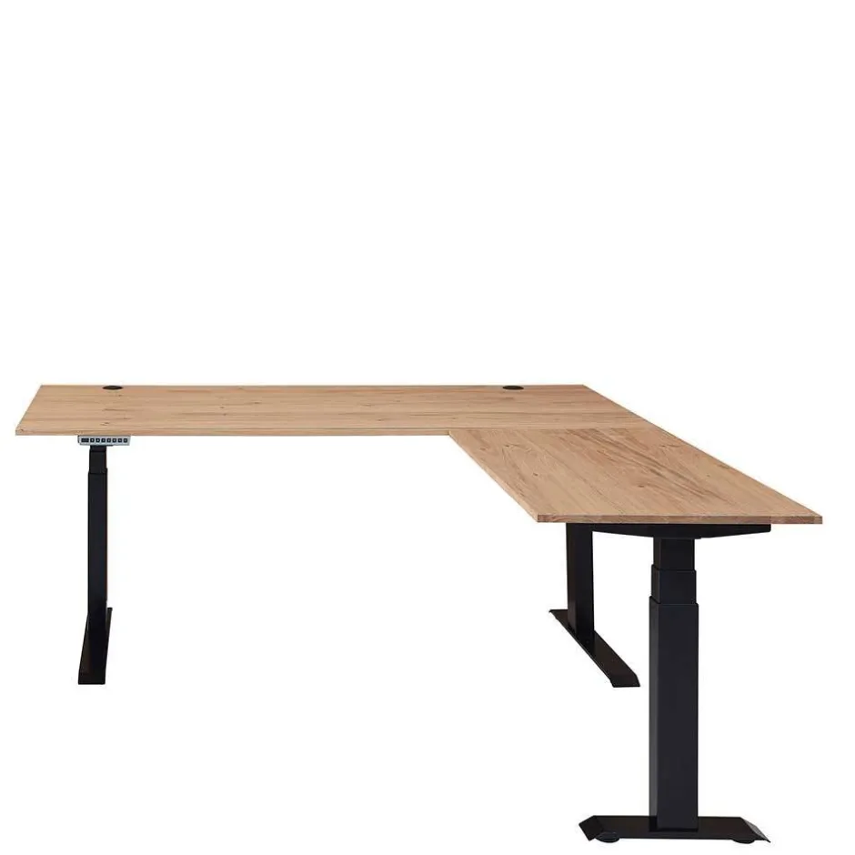 Wohnen Winkel-Schreibtisch in Esche und Schwarz - Emly