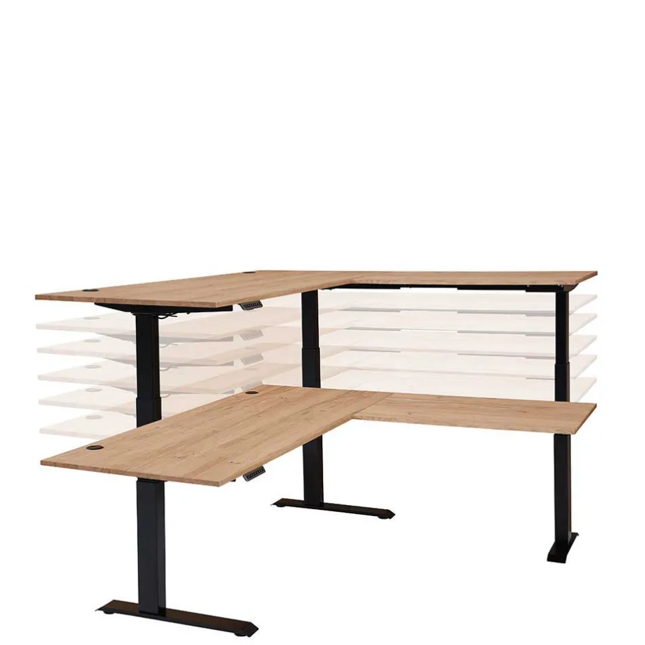 Wohnen Winkel-Schreibtisch in Esche und Schwarz - Emly