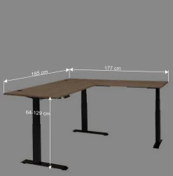 Wohnen Winkel-Schreibtisch in Esche und Schwarz - Emly
