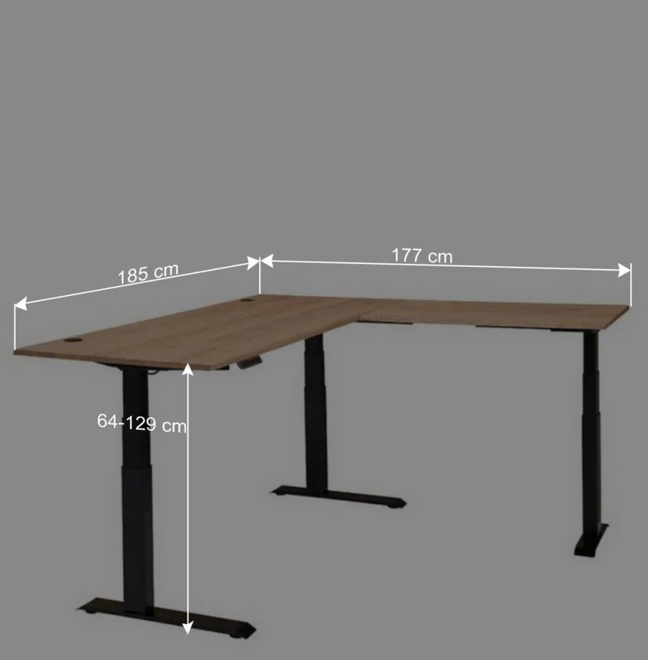 Wohnen Winkel-Schreibtisch in Esche und Schwarz - Emly