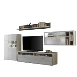 Wohnkombination Tacroma in Hochglanz Weiß (vierteilig)^Wohnen Best