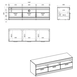 Wohnen Wohnkombination Wohnwand Set - Lioscas (vierteilig)