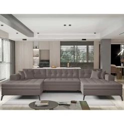 Wohnlandschaft in Taupe mit Bettfunktion - Anzarote^Wohnen Hot