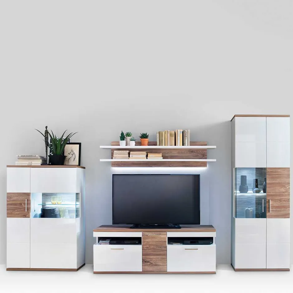 Wohnmöbel Set in Weiß Hochglanz - Icadro (vierteilig)^Wohnen Clearance