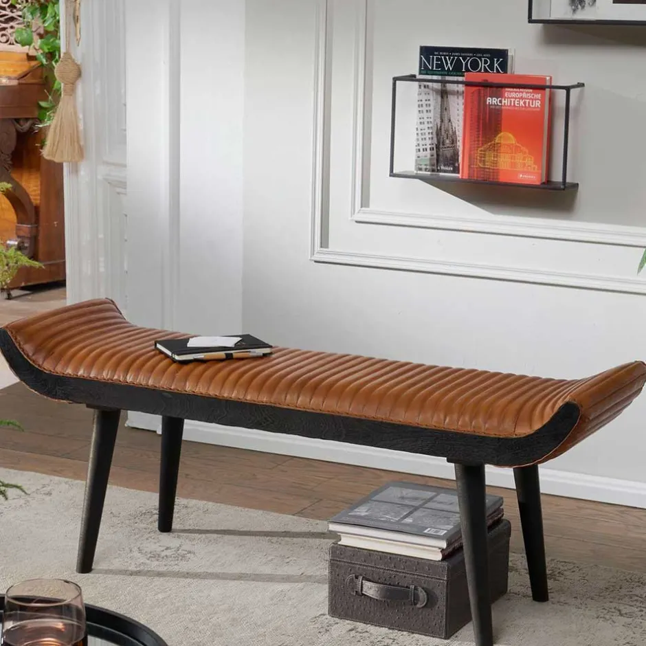 Wohnen Wohnraum Designbank aus echtem Leder - Yagov