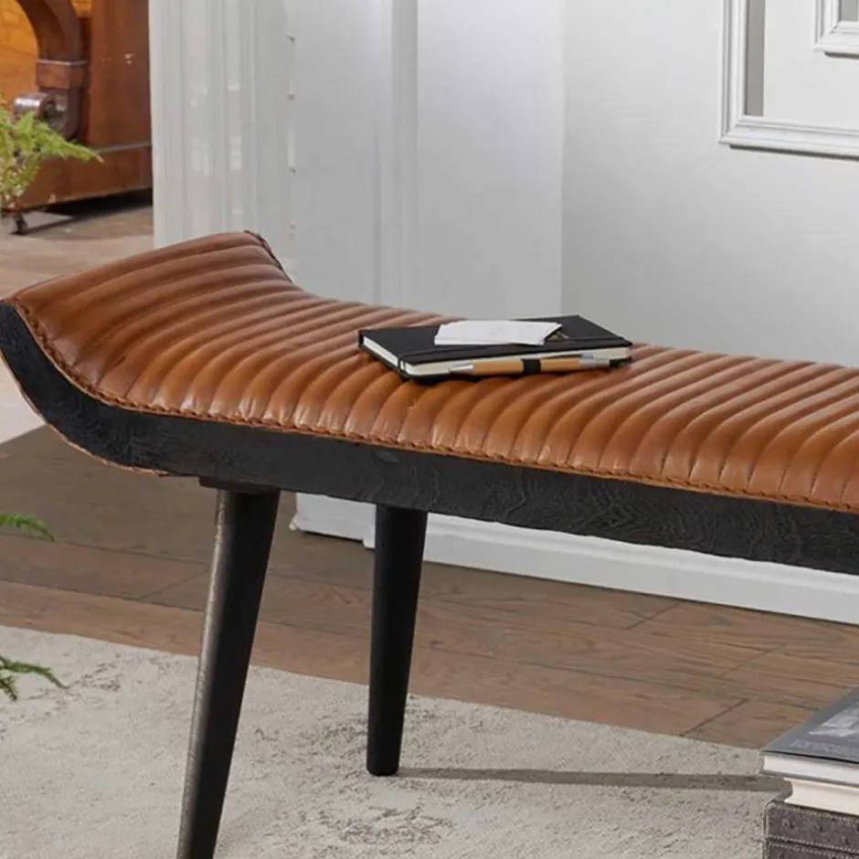 Wohnen Wohnraum Designbank aus echtem Leder - Yagov