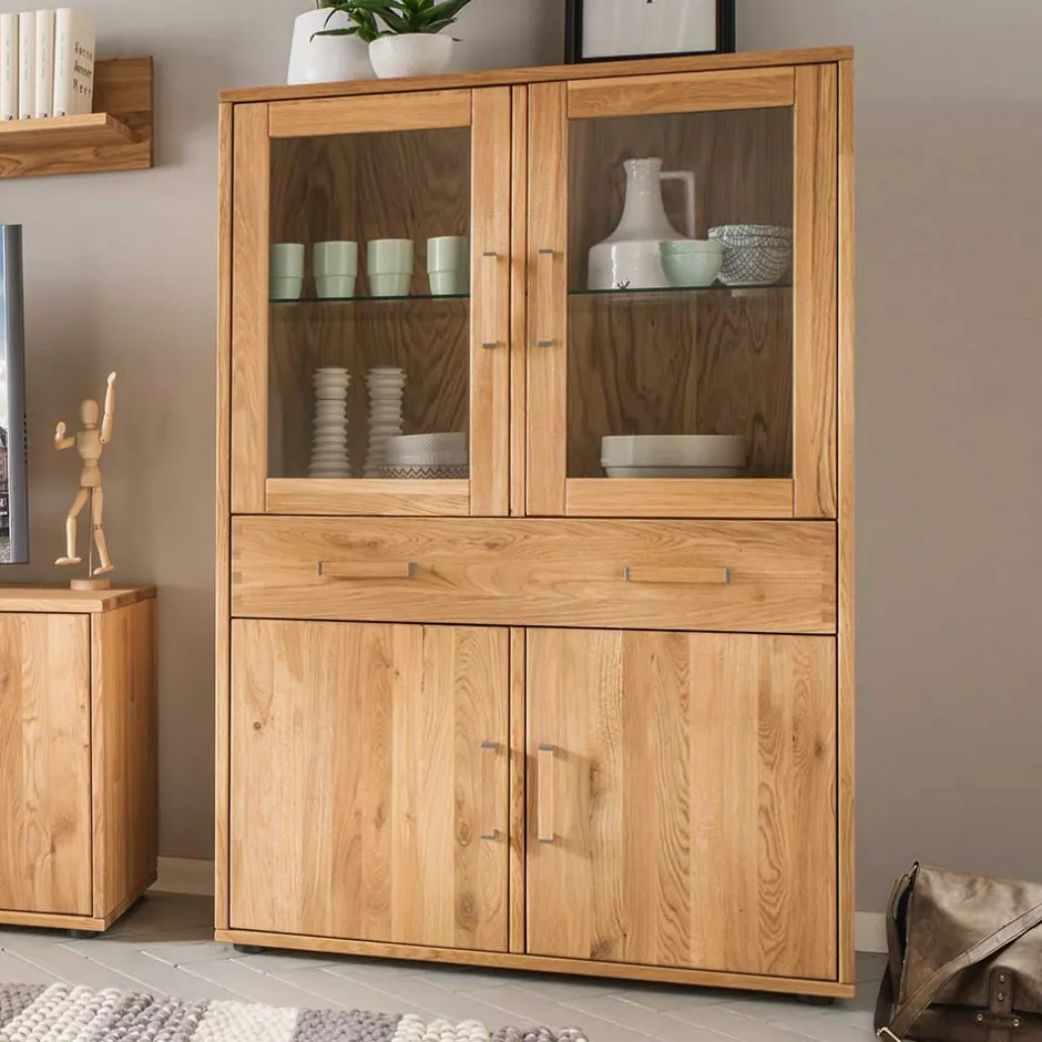 Wohnen Wohnwand Highboard aus Holz - Teano