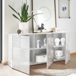 Wohnen Wohnwand Hochglanz in Weiß - Vascaub (dreiteilig)