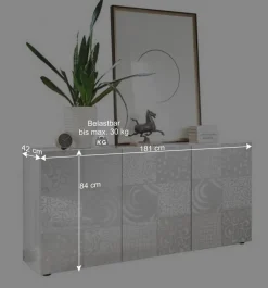 Wohnen Wohnwand Hochglanz in Weiß - Vascaub (dreiteilig)