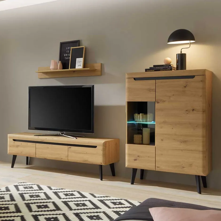 Wohnwand im Skandi Look Set - Olcian (dreiteilig)^Wohnen Outlet