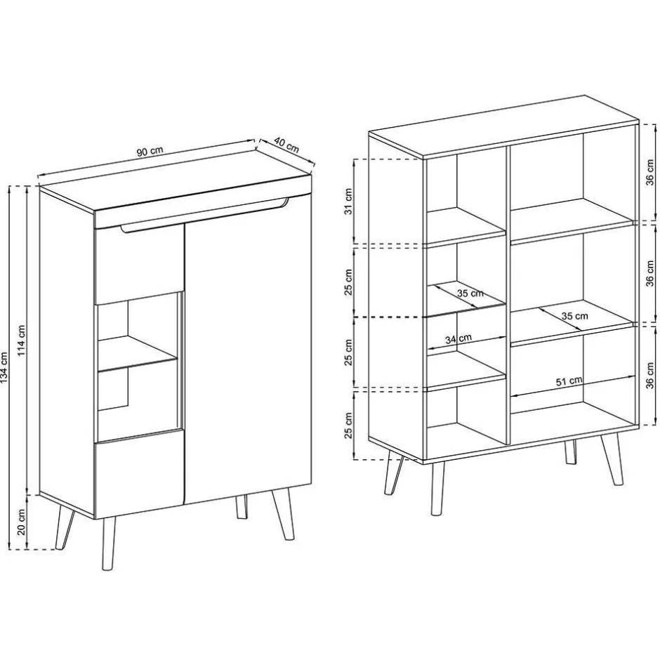 Wohnwand im Skandi Look Set - Olcian (dreiteilig)^Wohnen Outlet