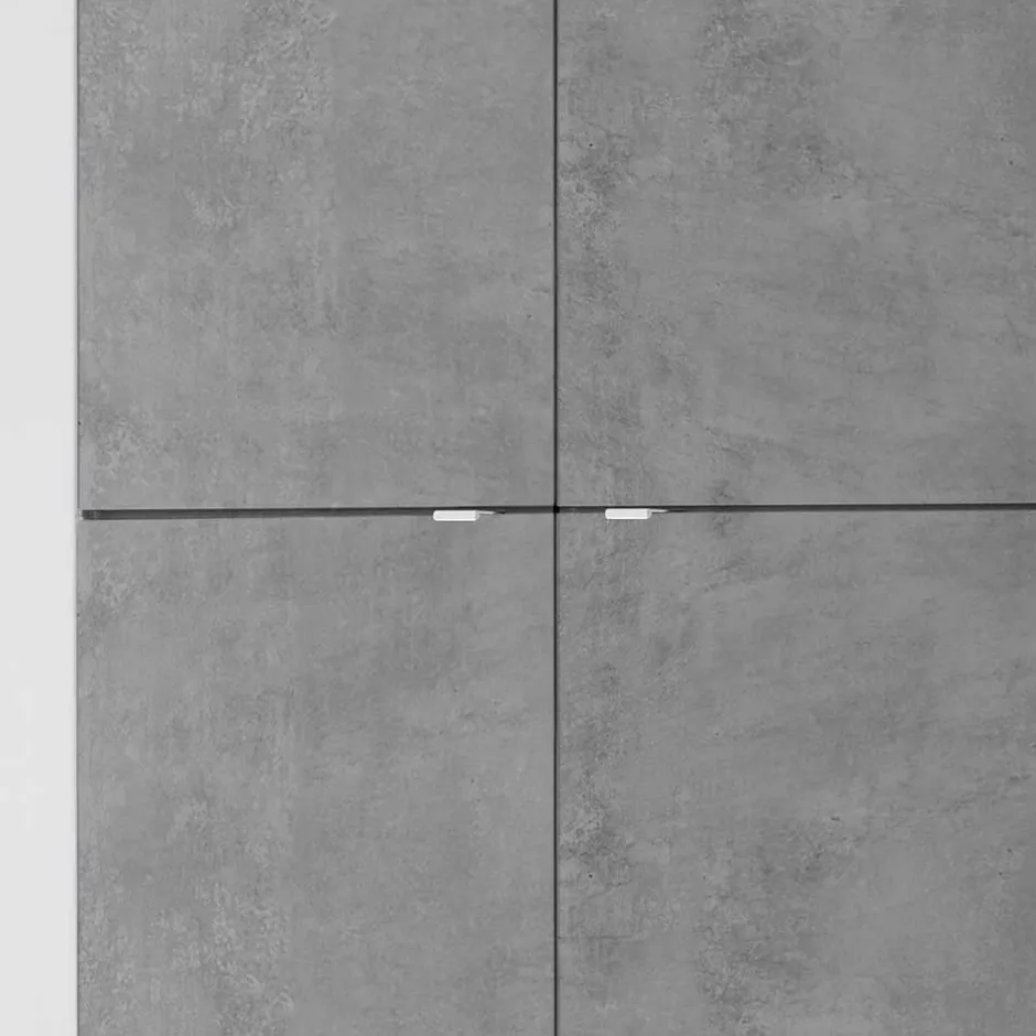 Wohnen Wohnwand in Beton Optik & Weiß HG - Narandu (dreiteilig)