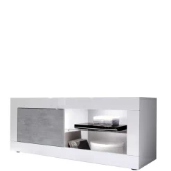 Wohnen Wohnwand in Beton Optik & Weiß HG - Narandu (dreiteilig)