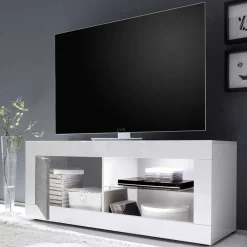 Wohnen Wohnwand in Beton Optik & Weiß HG - Narandu (dreiteilig)