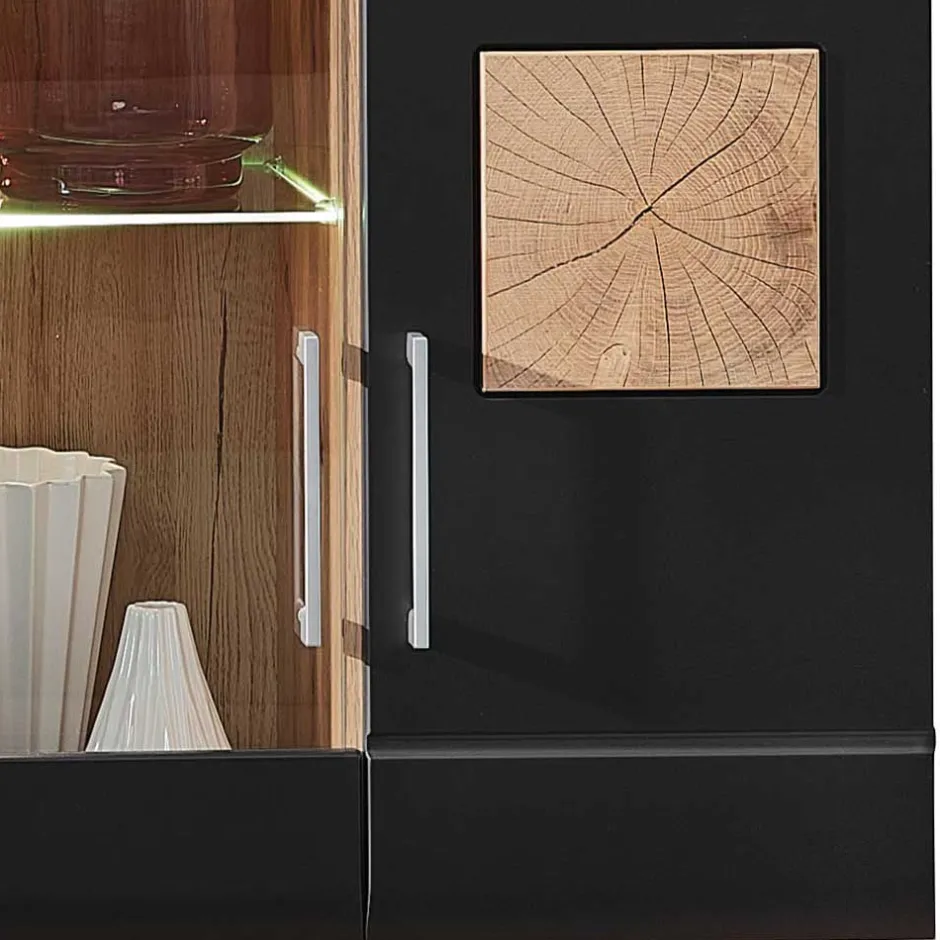 Wohnen Wohnwand in Schwarz & Wildeiche - Kandu (fünfteilig)