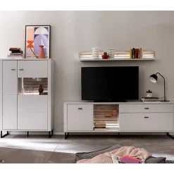 Wohnwand in Weiß mit Wildeiche - Varzino (dreiteilig)^Wohnen Online