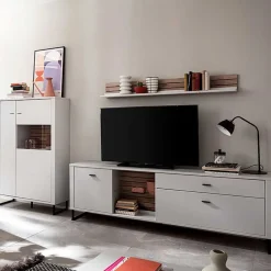 Wohnwand in Weiß mit Wildeiche - Varzino (dreiteilig)^Wohnen Online