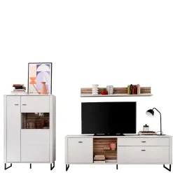 Wohnwand in Weiß mit Wildeiche - Varzino (dreiteilig)^Wohnen Online