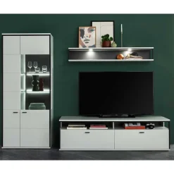 Wohnwand in Weiß und Schwarzgrau - Loazin (dreiteilig)^Wohnen Best